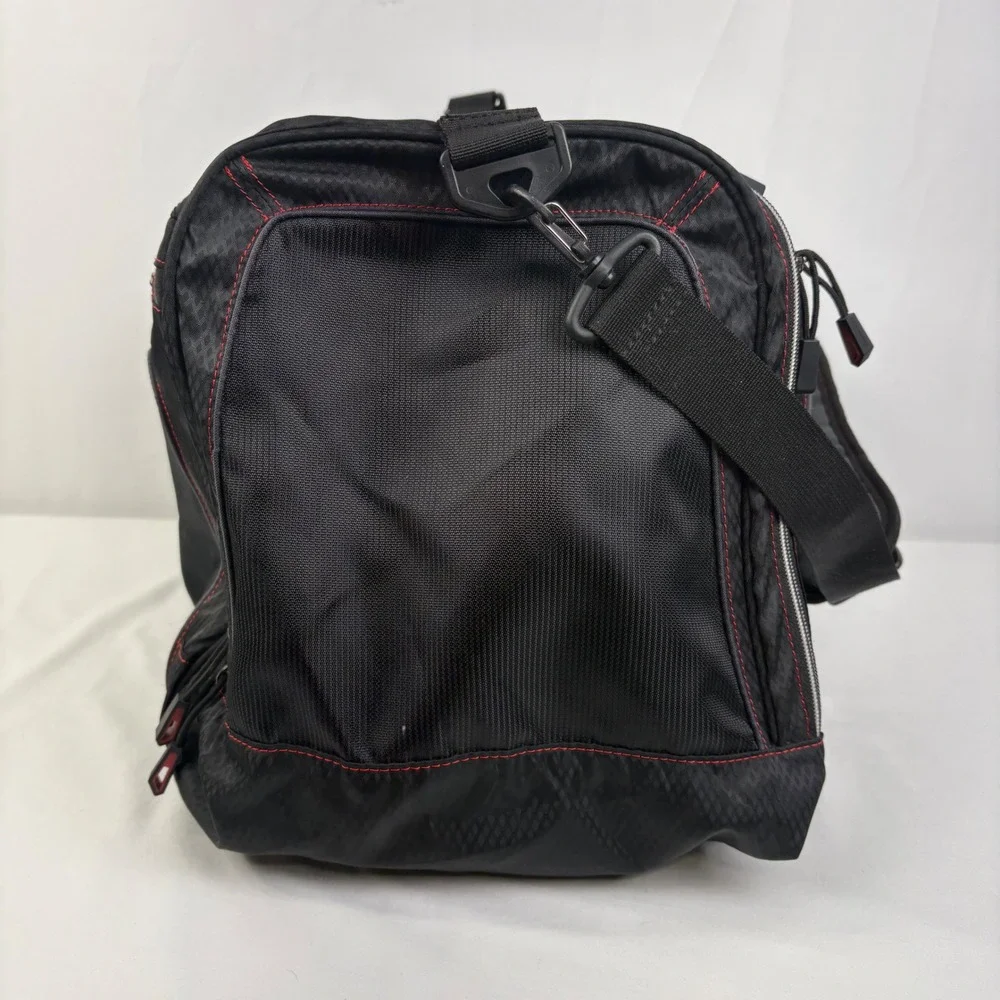 TaylorMade Black Golf Duffel Bag Red Stitching Travel Gym Sports Carryall
